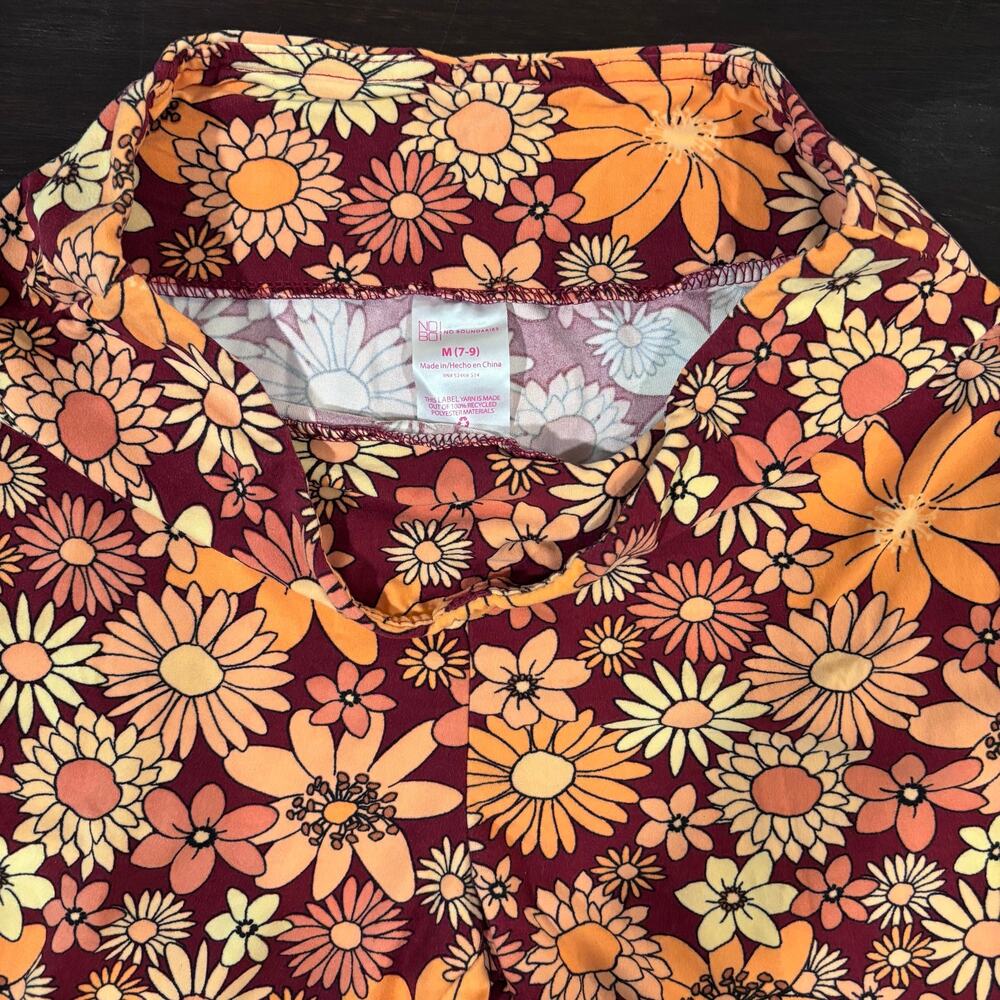 70s Retro No Boundaries Floral Bell Bottom Leggings Groovy Hippie sz7 - Picture 4 of 6